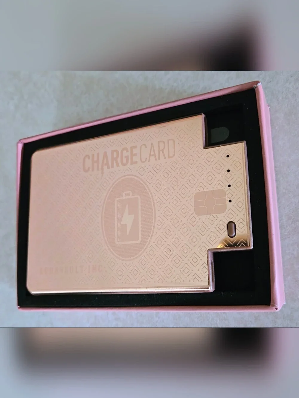 Aquavault Credit Card Size Portable Charger in Rose Gold